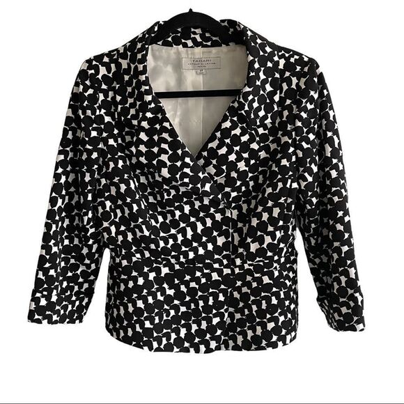 TAHARI ARTHUR S. LEVINE Black & White Graphic Printed Blazer Jacket 8P - Picture 2 of 8